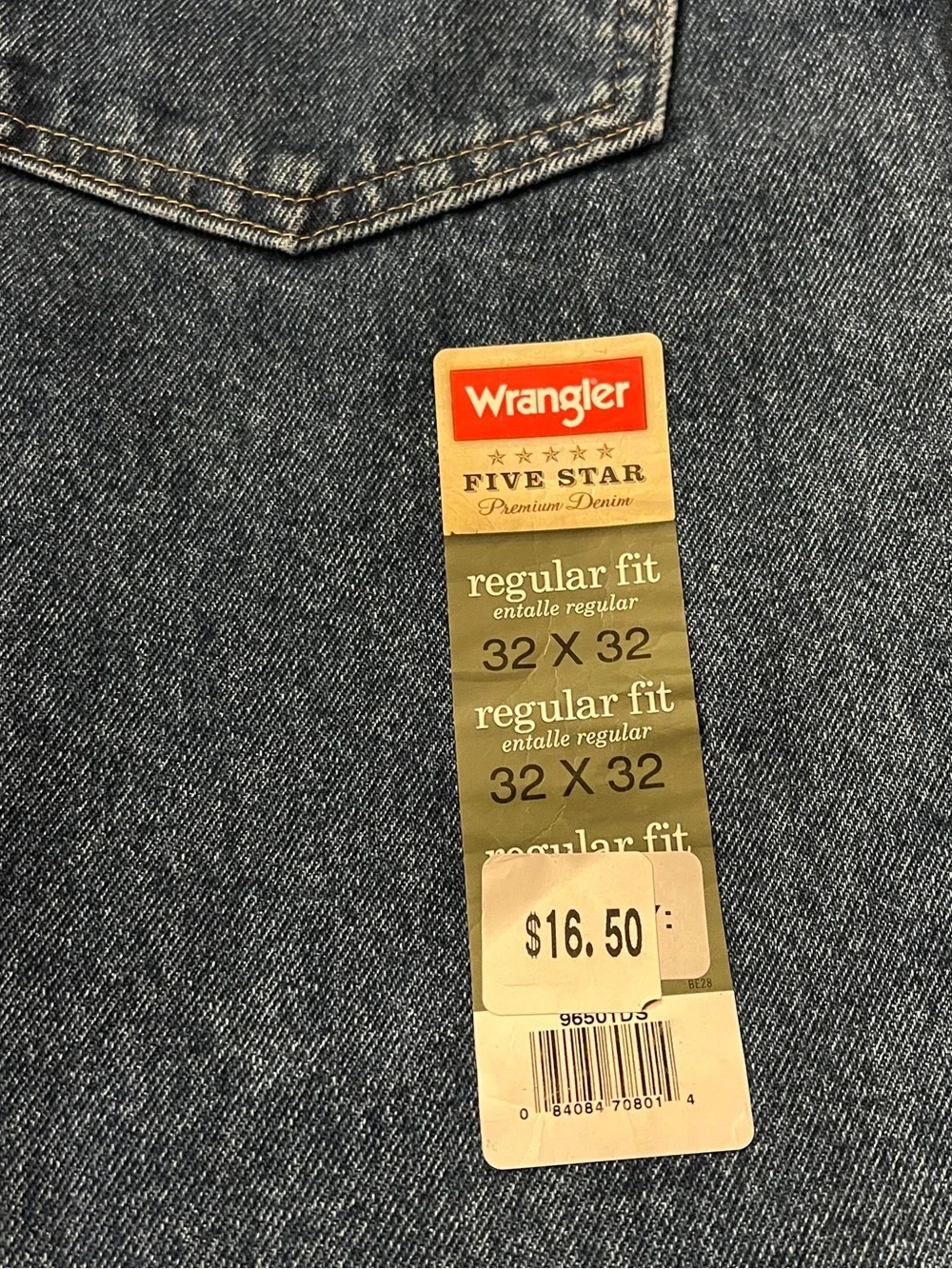 Wrangler Jeans Premium Denim Men’s Regular Fit 32 x 32